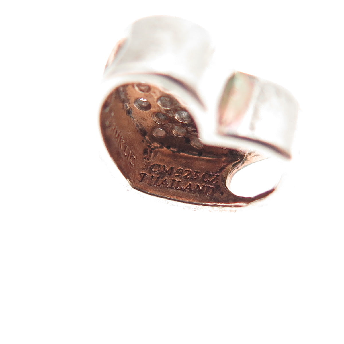 JCM Jacmel Mauritius 925 Sterling Silver C Z Heart Mini Slide Charm Pendant