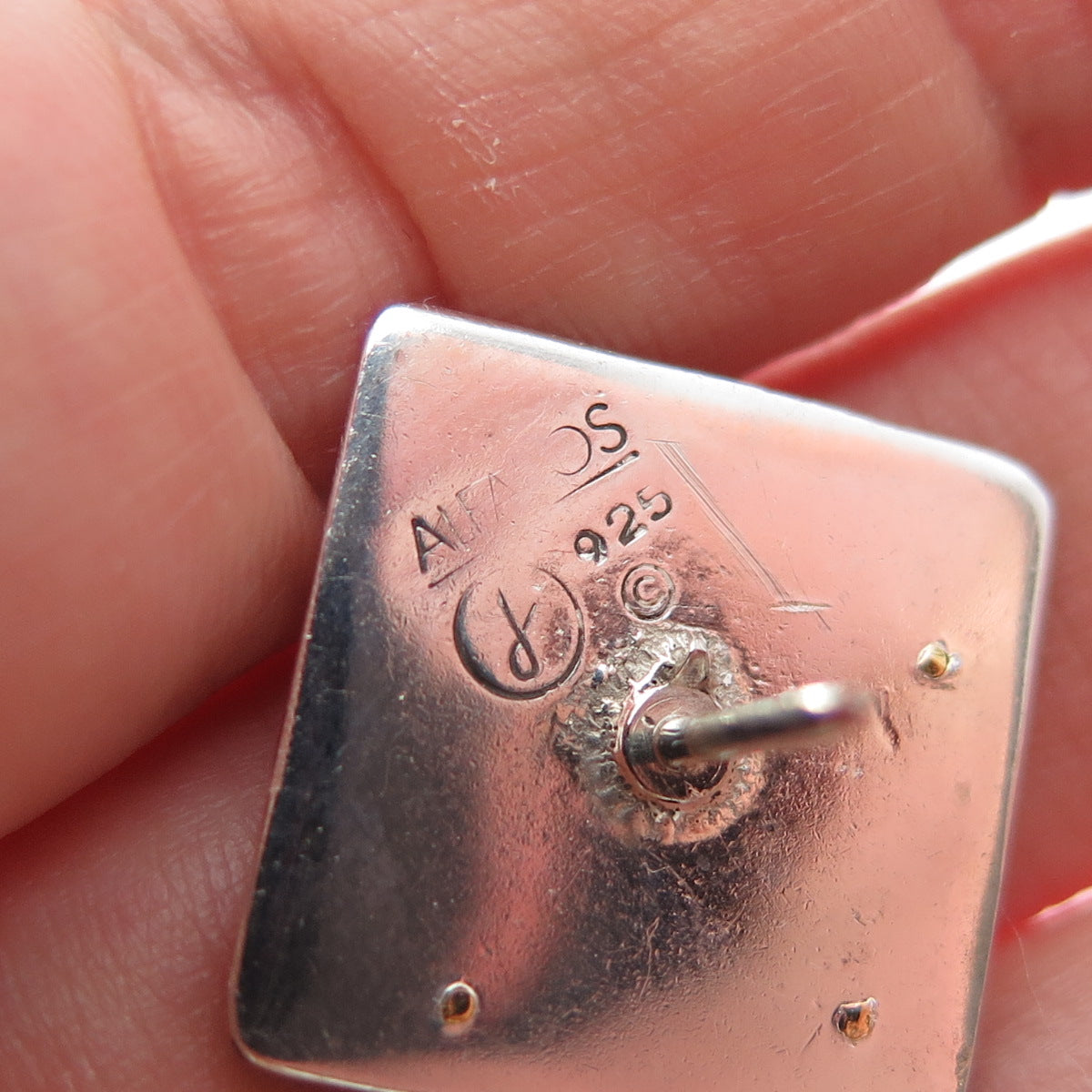 VICTOR ALFARO 14K Gold 925 Sterling Silver Vintage Real Ruby Modernist Lapel Pin