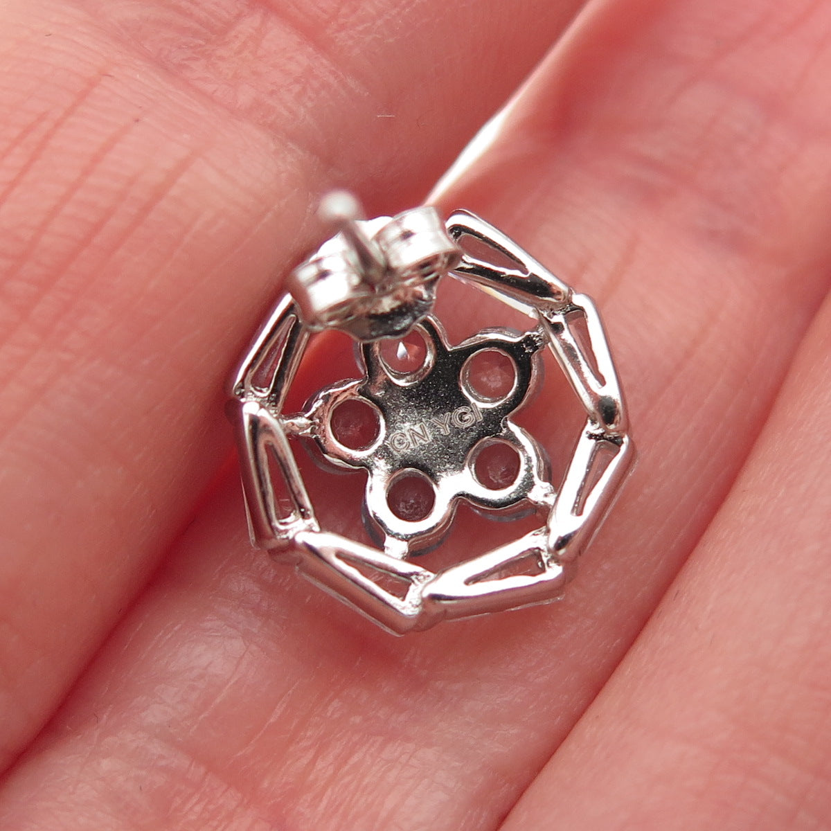 925 Sterling Silver Round-Cut Blue & Tapered Baguette-Cut White C Z Earrings