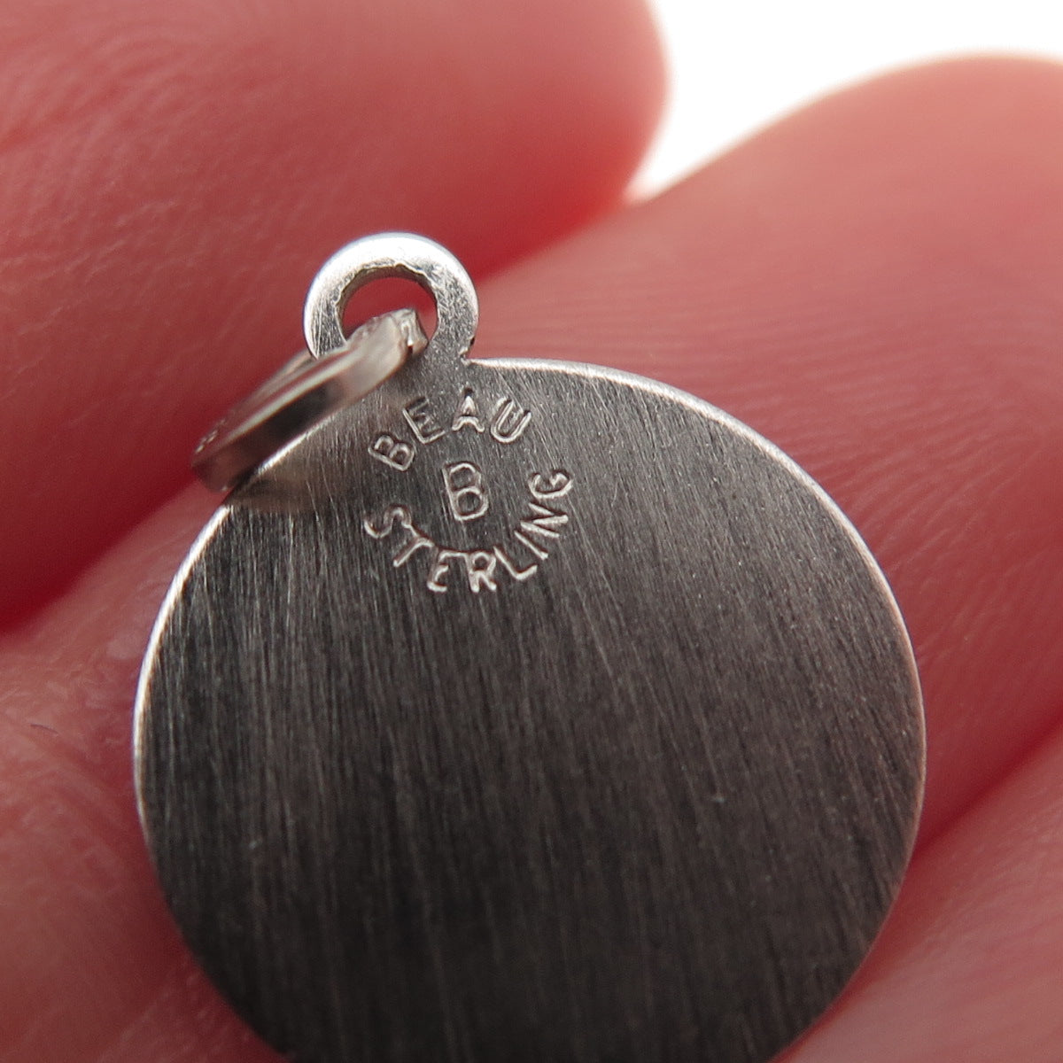 BEAU 925 Sterling Silver Vintage Bridesmaid Round Tag Mini Charm Pendant