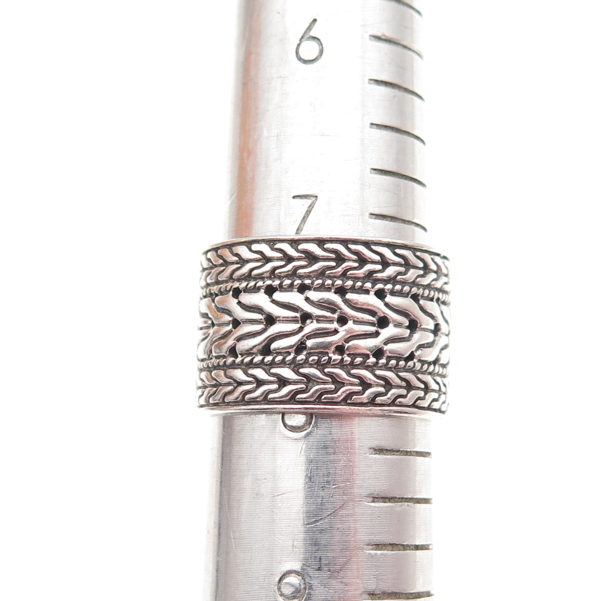 ANNIKA WITT 925 Sterling Silver Vintage Oxidized Wide Band Ring Size 8