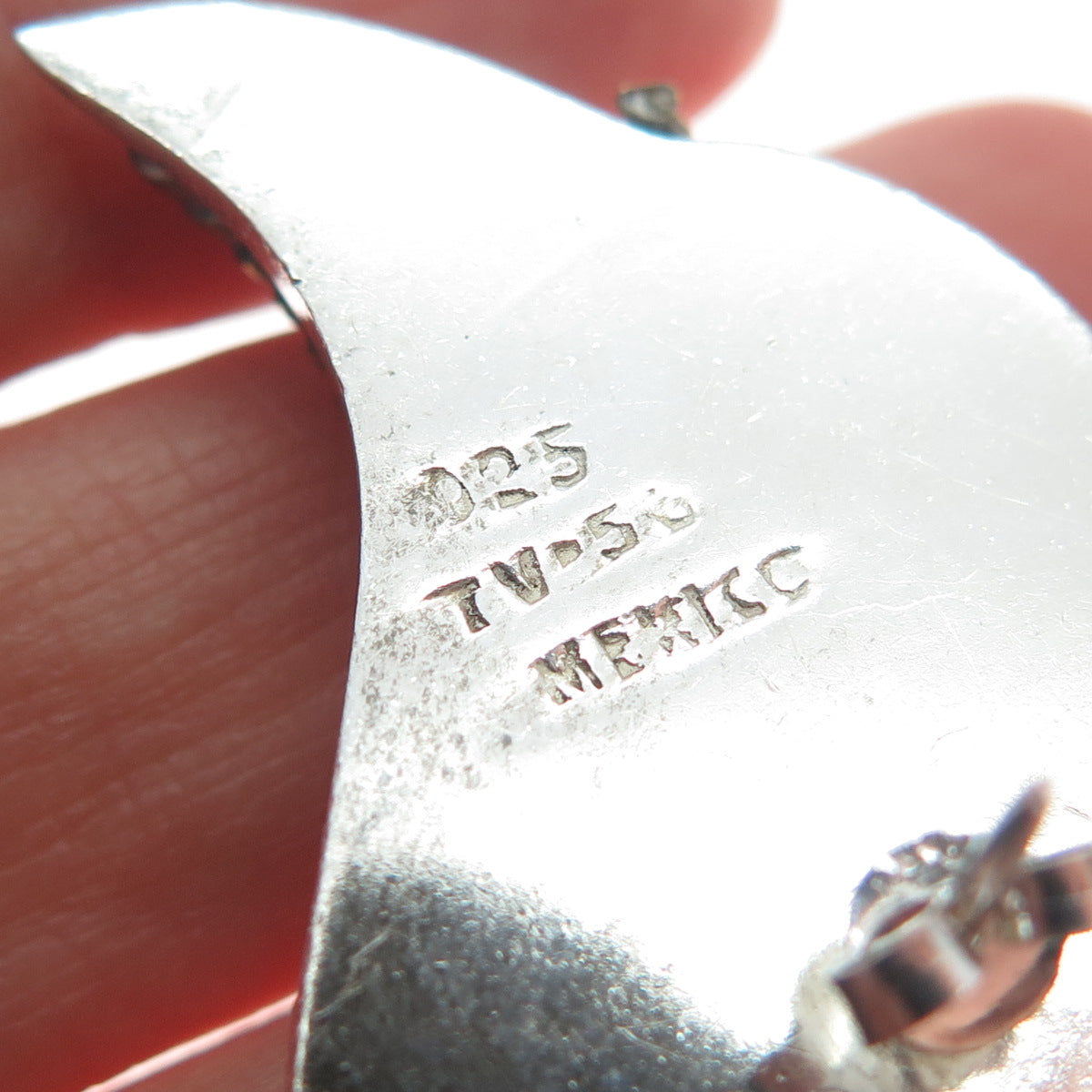 925 Sterling Silver 2-Tone Vintage Mexico Modernist Wings Oxidized Earrings