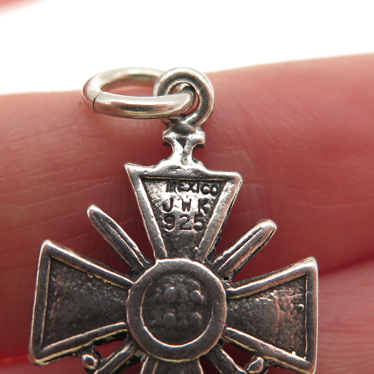 925 Sterling Silver Vintage JWK Mexico French Croix de Guerre Mini Charm Pendant