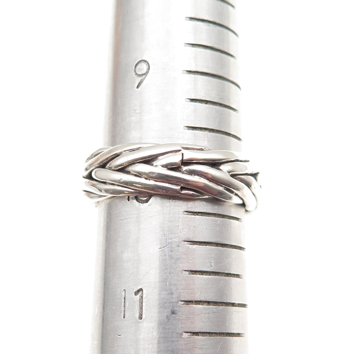 925 Sterling Silver Vintage CII Mexico Wheat Braided Oxidized Band Ring Size 10