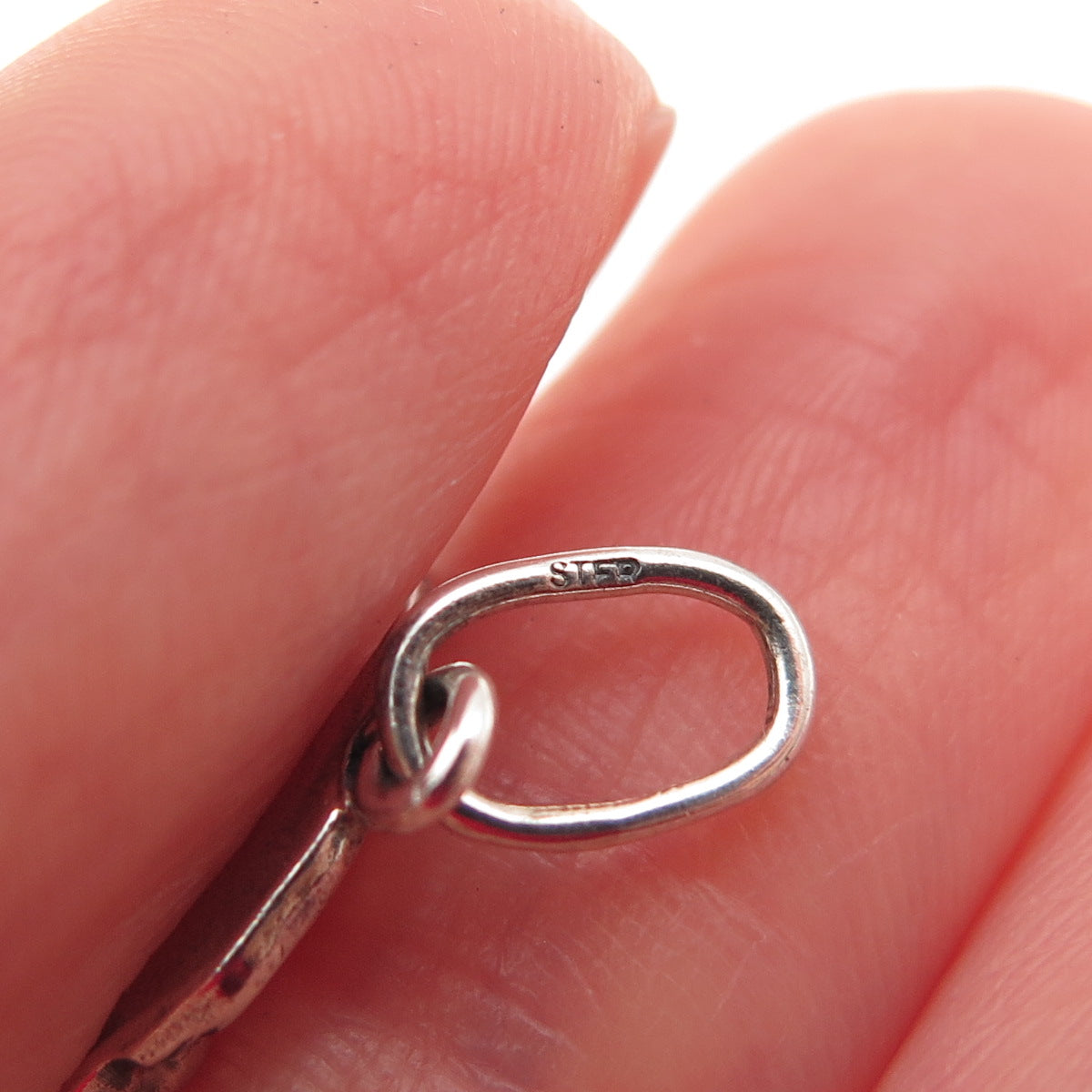 925 Sterling Silver Vintage Modernist Flower Oxidized Charm Pendant