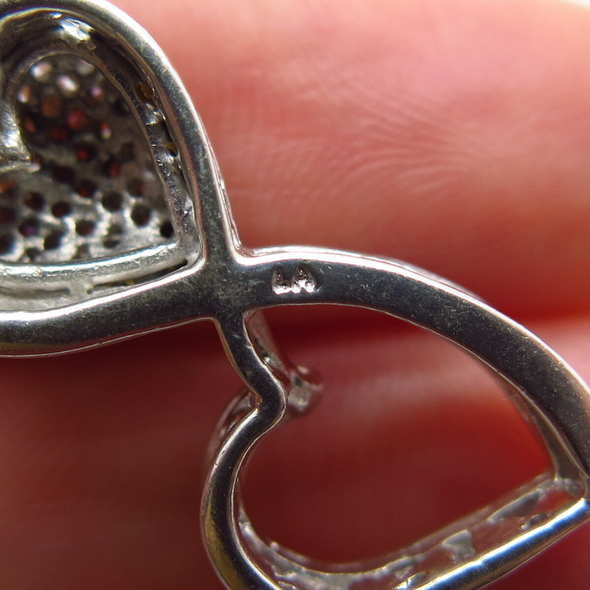 925 Sterling Silver Real Smoky Diamond Hearts Pendant