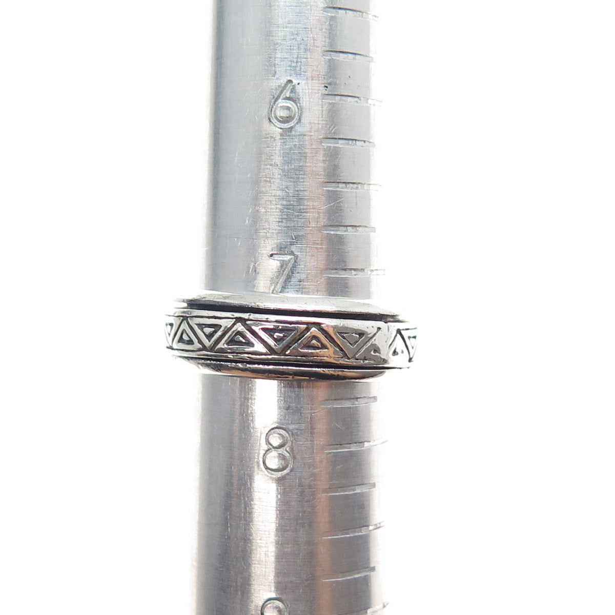 925 Sterling Silver Vintage Triangle Rotating Band Oxidized Ring Size 7.5