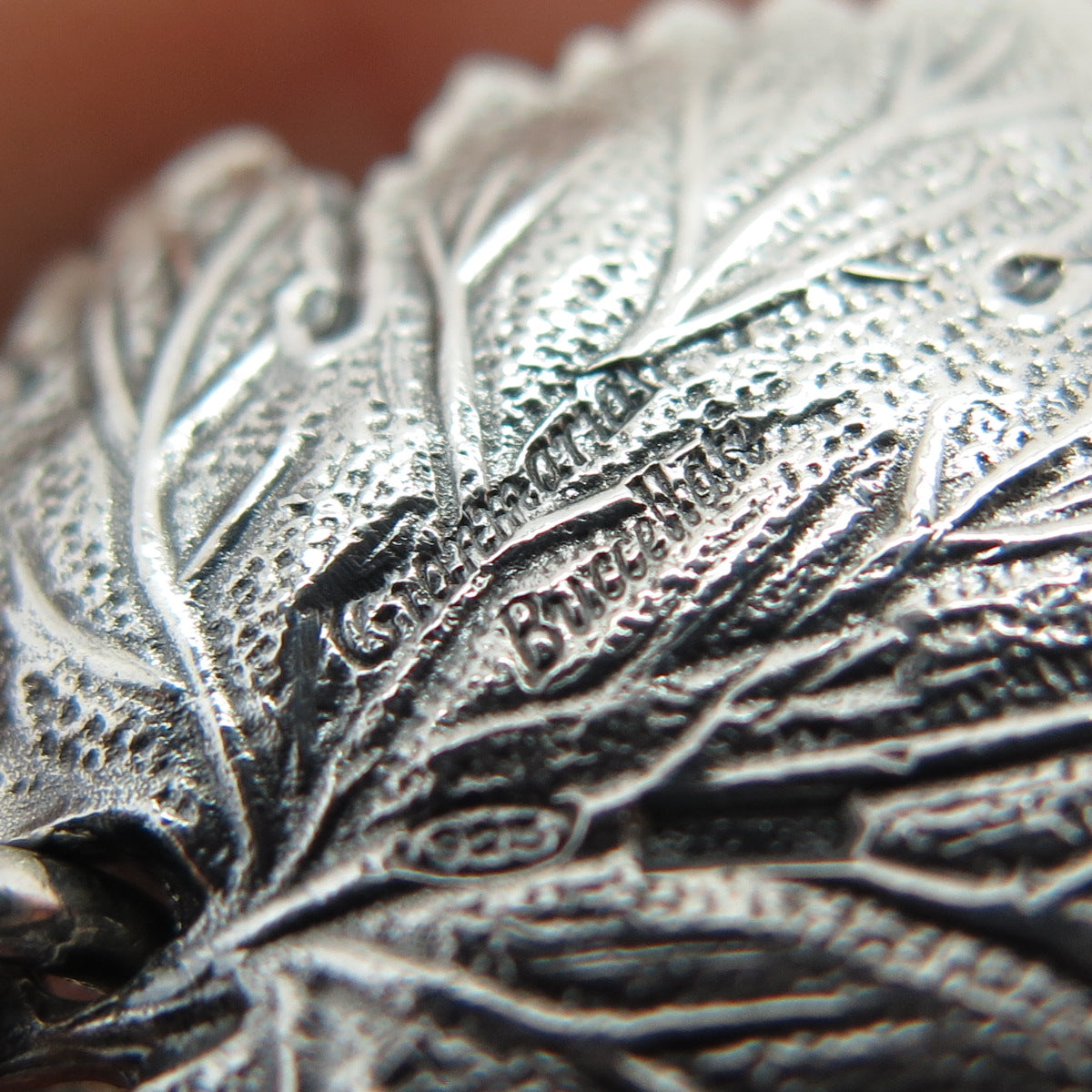 Gianmaria Buccellati 925 Sterling Silver Vintage Grape Leaf Oxidized Pendant