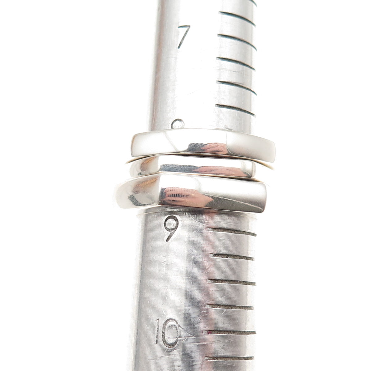 Gucci Sterling Silver Vintage Italy SET of 3 Hexagon Stackable Rings Size 8.75