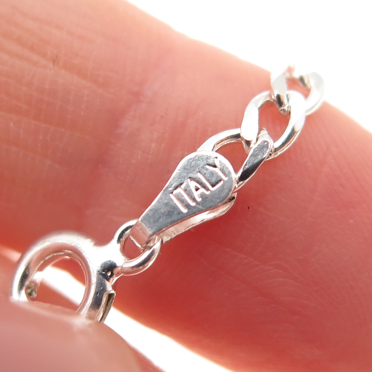 925 Sterling Silver Vintage Italy Curb Chain Necklace 18"