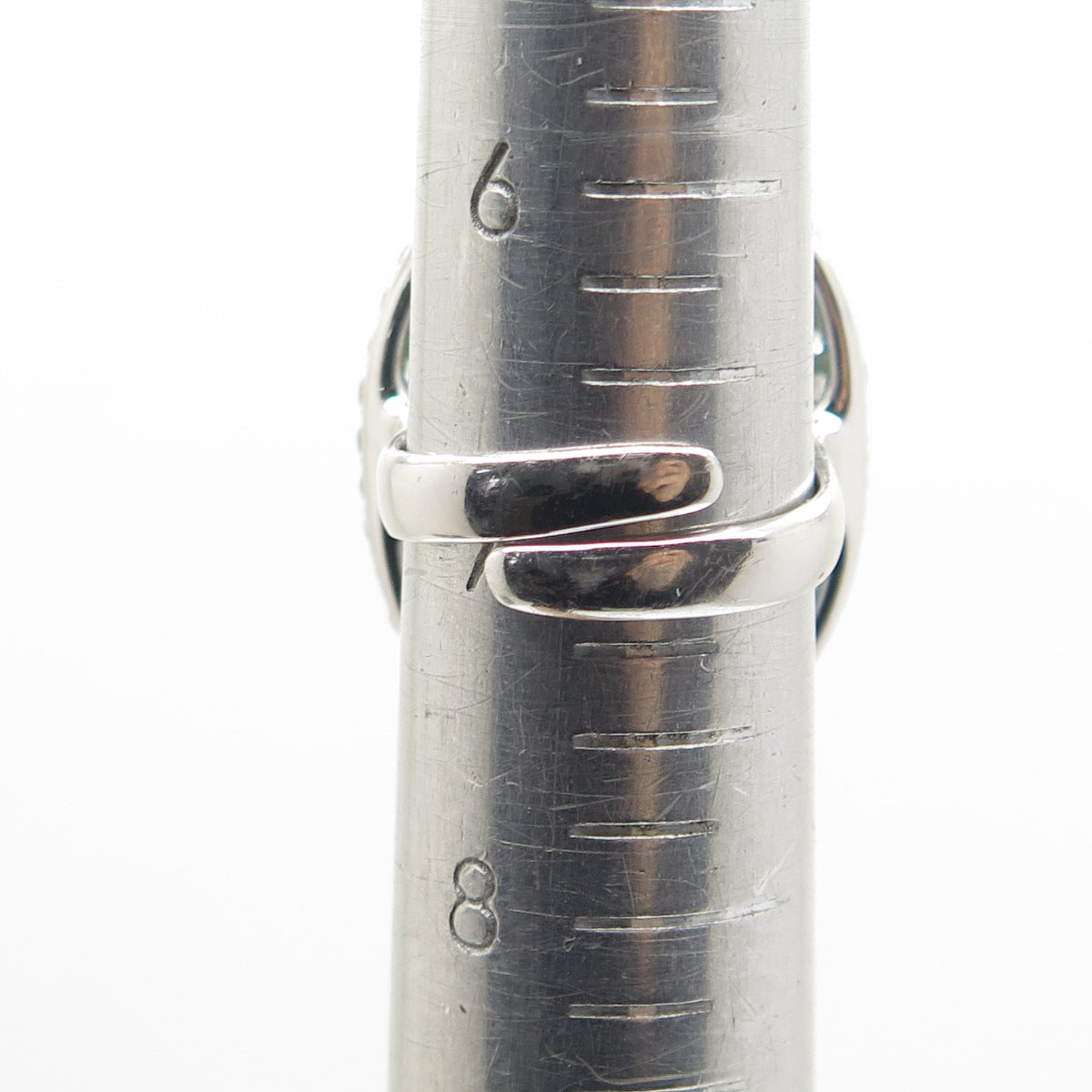 925 Sterling Silver Real Green Onyx & White Topaz Gem Adjustable Ring Size 7.25