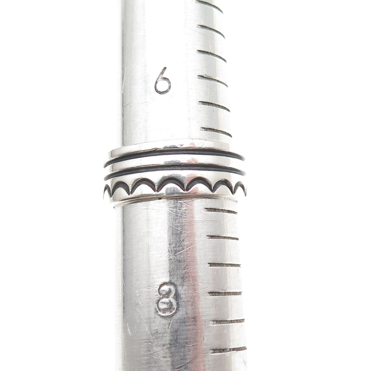 925 Sterling Silver Vintage Mexico Oxidized Lined Band Ring Size 7