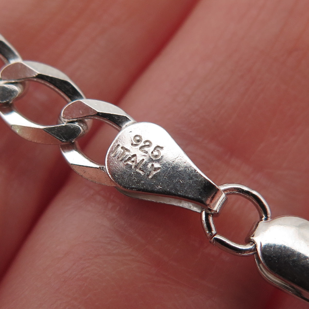 P. LUX 925 Sterling Silver Italy Figaro Chain Necklace 20"