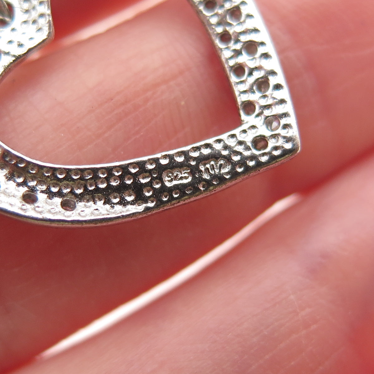 CHARLES WINSTON 925 Sterling Silver Real Round-Cut Diamond Heart Charm Pendant