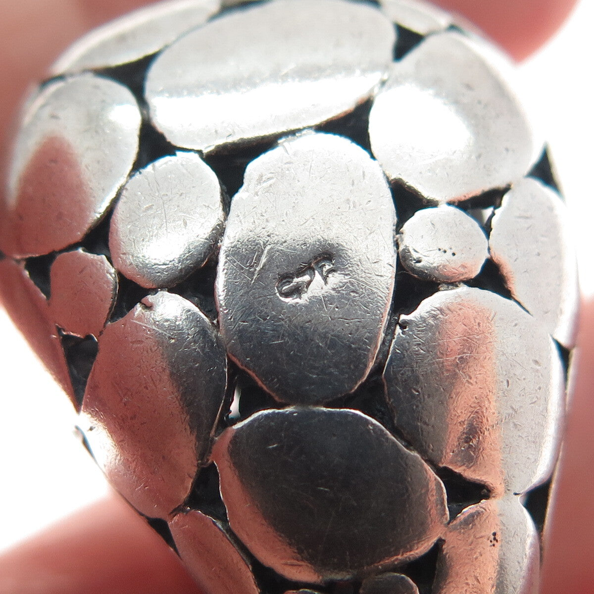 925 Sterling Silver Vintage Modernist Kali Oxidized Slide Pendant