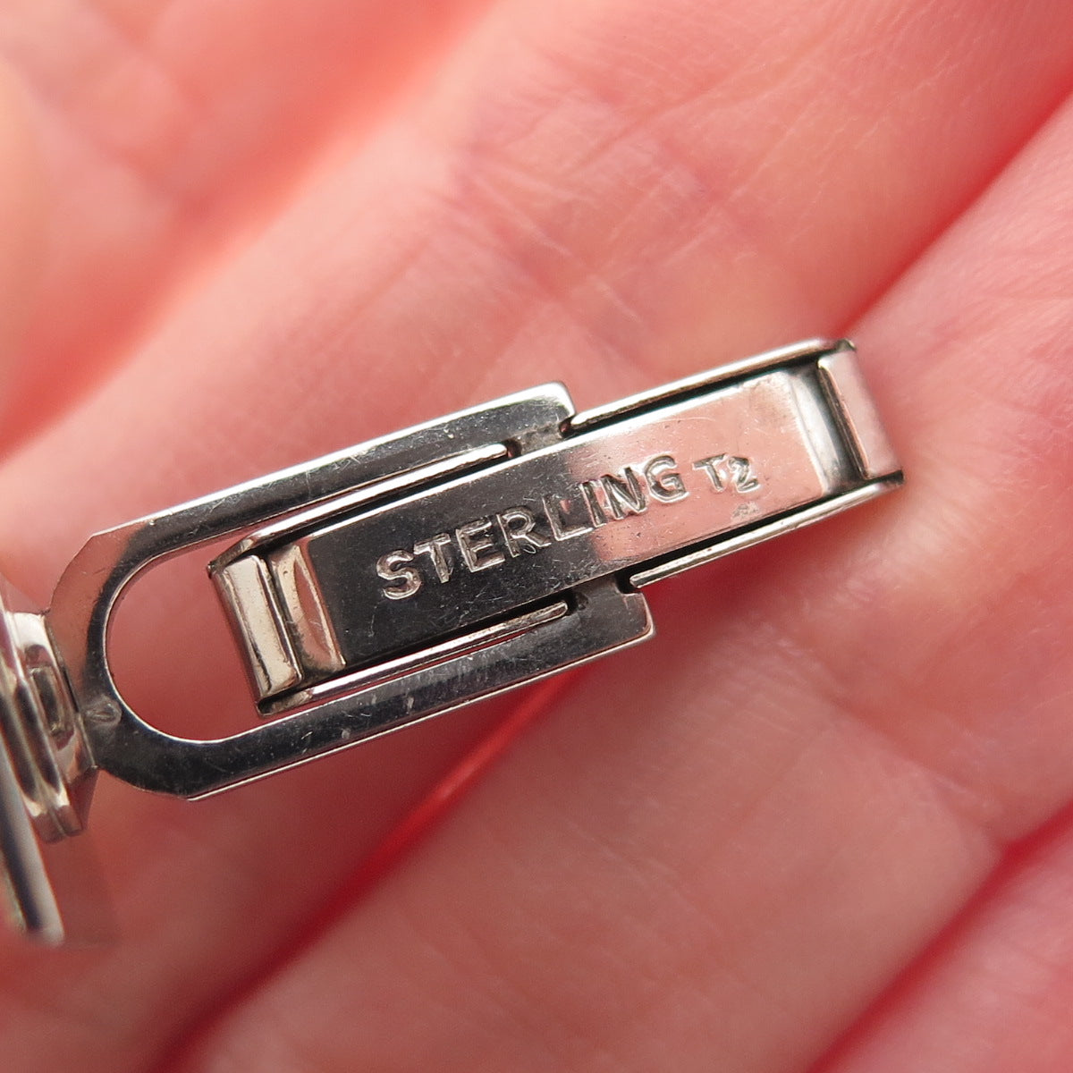 925 Sterling Silver Vintage T2 Engraved Floral Cufflinks