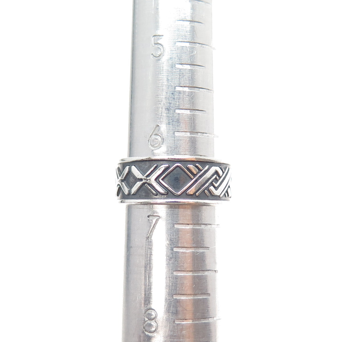 925 Sterling Silver Vintage X Link Oxidized Band Ring Size 6.75