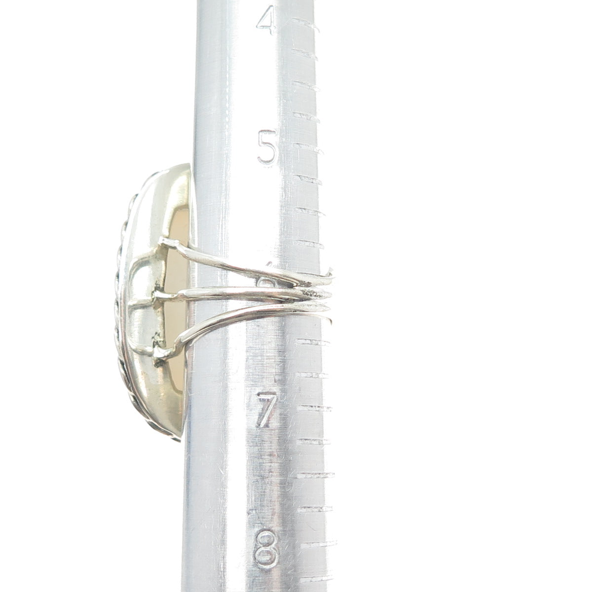 925 Sterling Silver Vintage Real Opalescent Druzy Modernist Ring Size 6.25