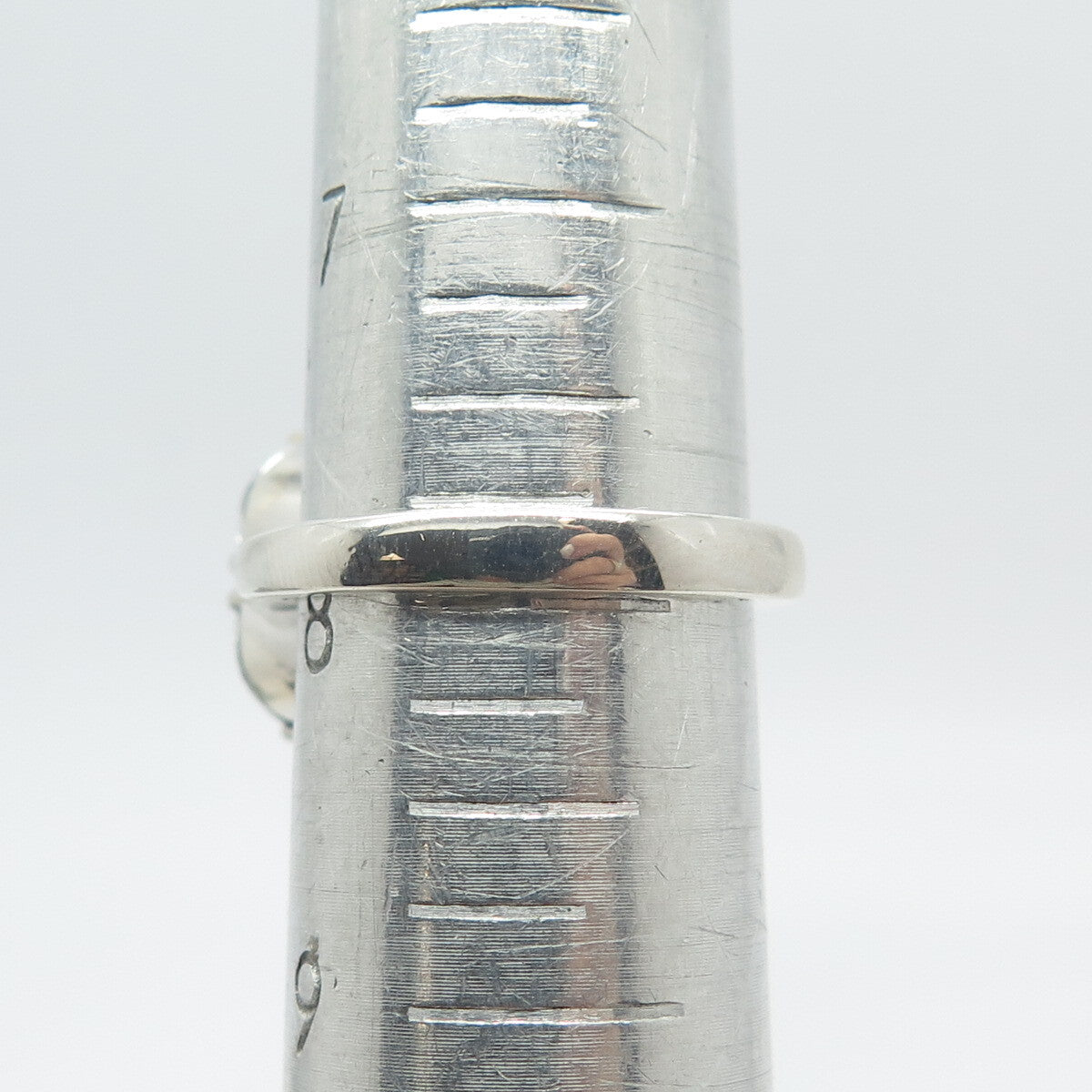 925 Sterling Silver White & Blue C Z Wide Ring Size 8