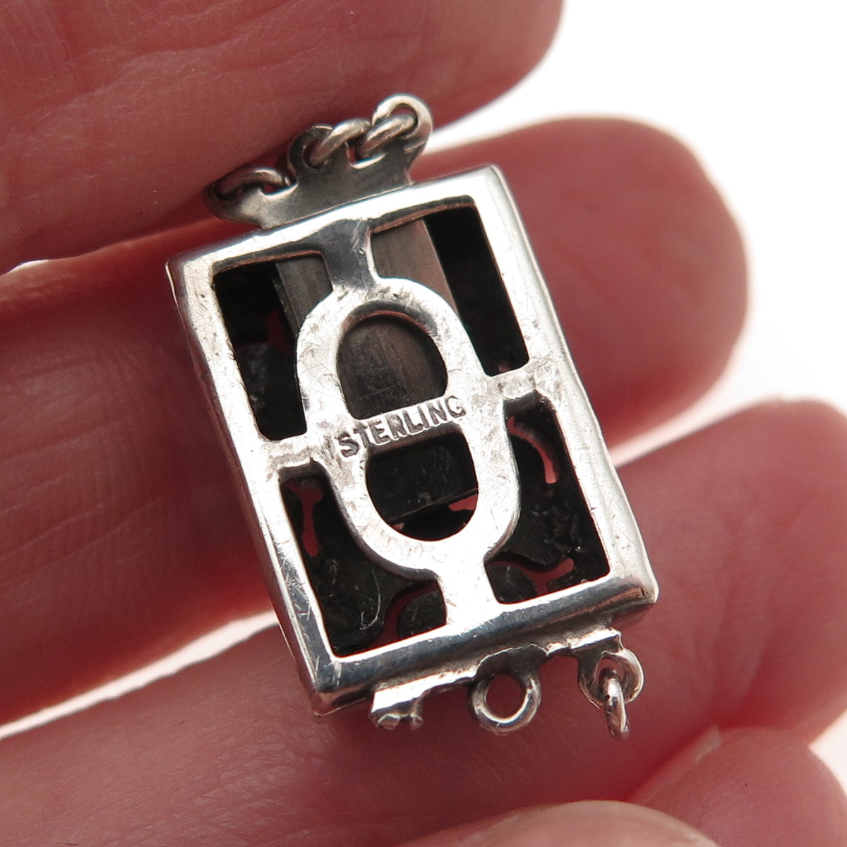 925 Sterling Silver Antique Art Deco Real Marcasite Bracelet / Necklace Box Lock