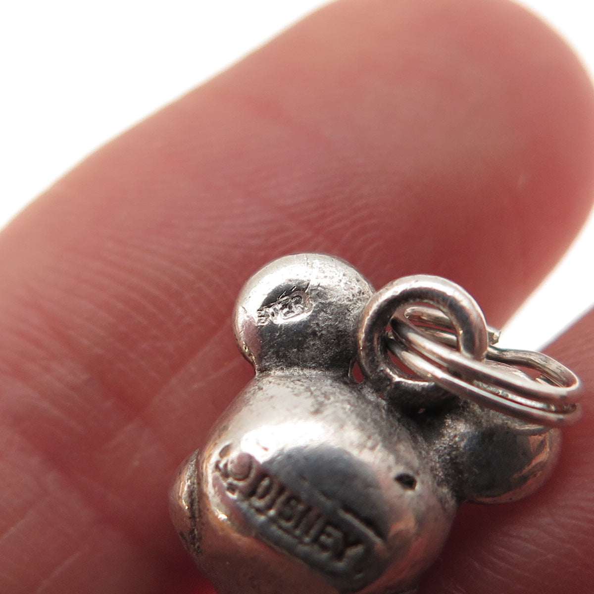 DISNEY 925 Sterling Silver Vintage Mickey Mouse 3D Mini Charm Pendant