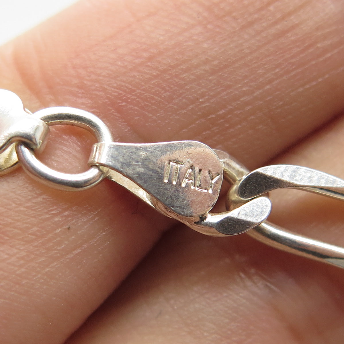 925 Sterling Silver Italy Figaro Chain Necklace 20"