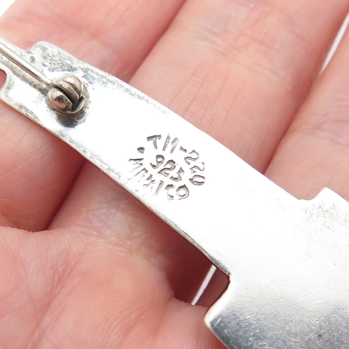925 Sterling Silver Vintage Mexico Modernist Elegant Woman Pin Brooch