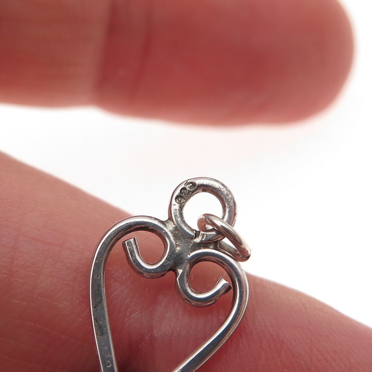 925 Sterling Silver Vintage Real Amethyst Heart Ornate Charm Pendant