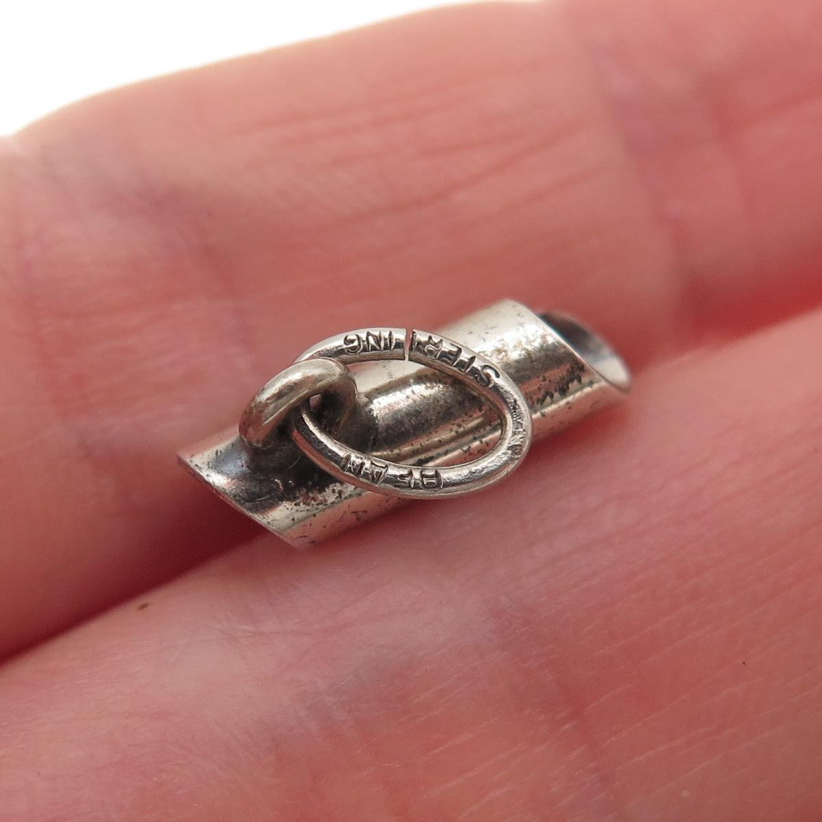 Beau 925 Sterling Silver Vintage Diploma Oxidized Charm Pendant