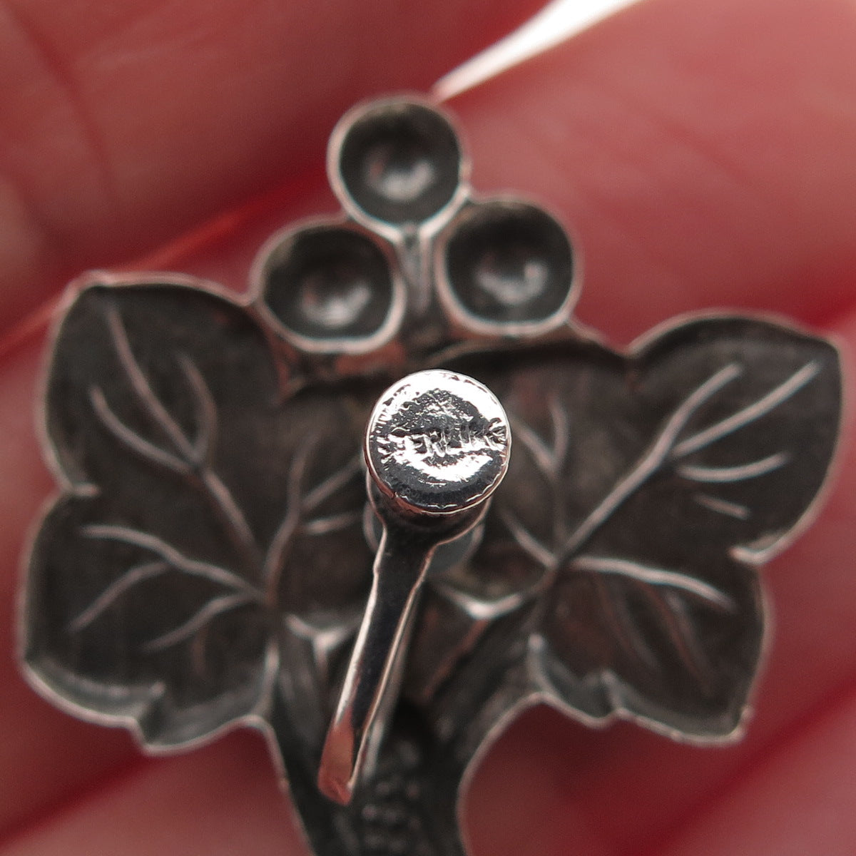 925 Sterling Silver Antique Art Deco Floral Oxidized Screw Back Earrings