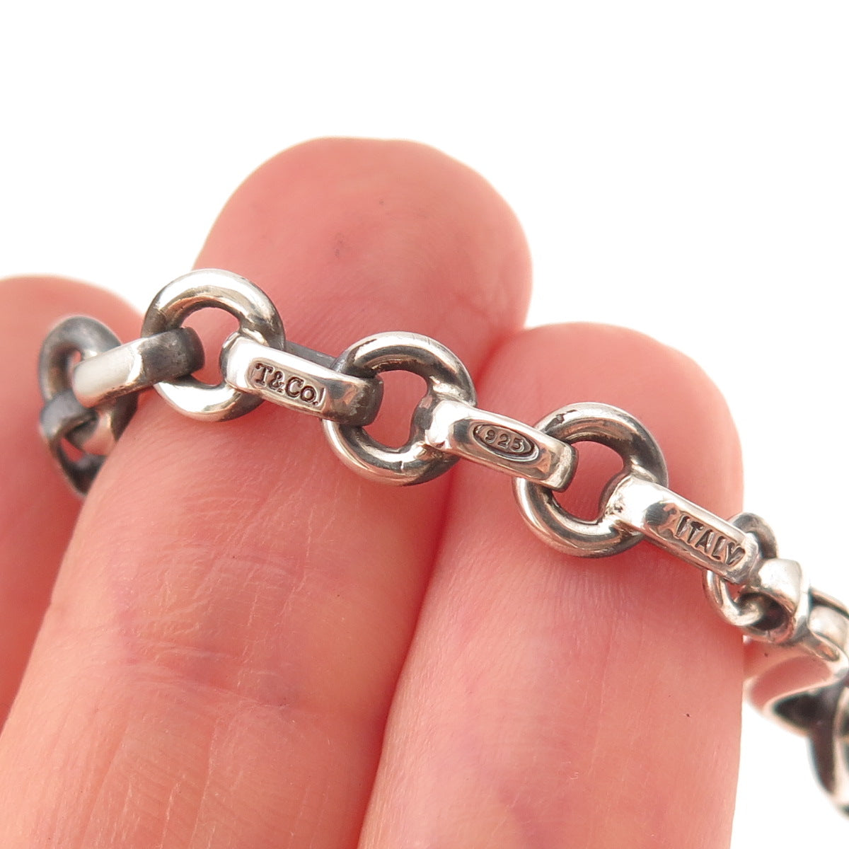 Tiffany & Co. 925 Sterling Silver Vintage Donut Chain Bracelet 7"