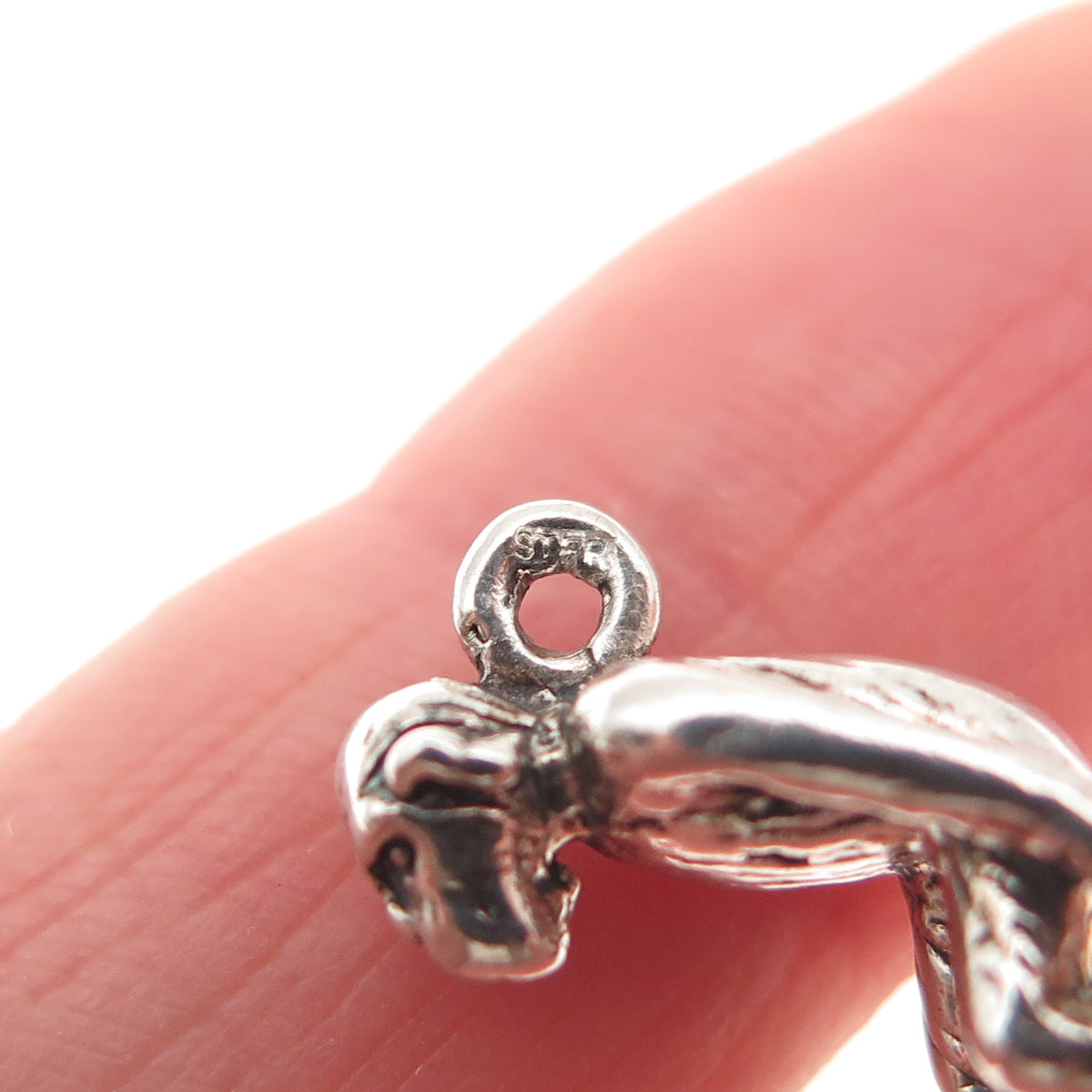 925 Sterling Silver Vintage Monkey Oxidized 3D Mini Charm Pendant