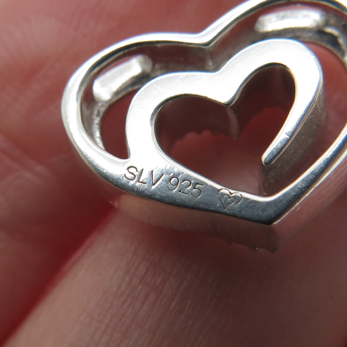 SLV SADYE L VASSIL 925 Sterling Silver Real Diamond Heart Mini Slide Pendant