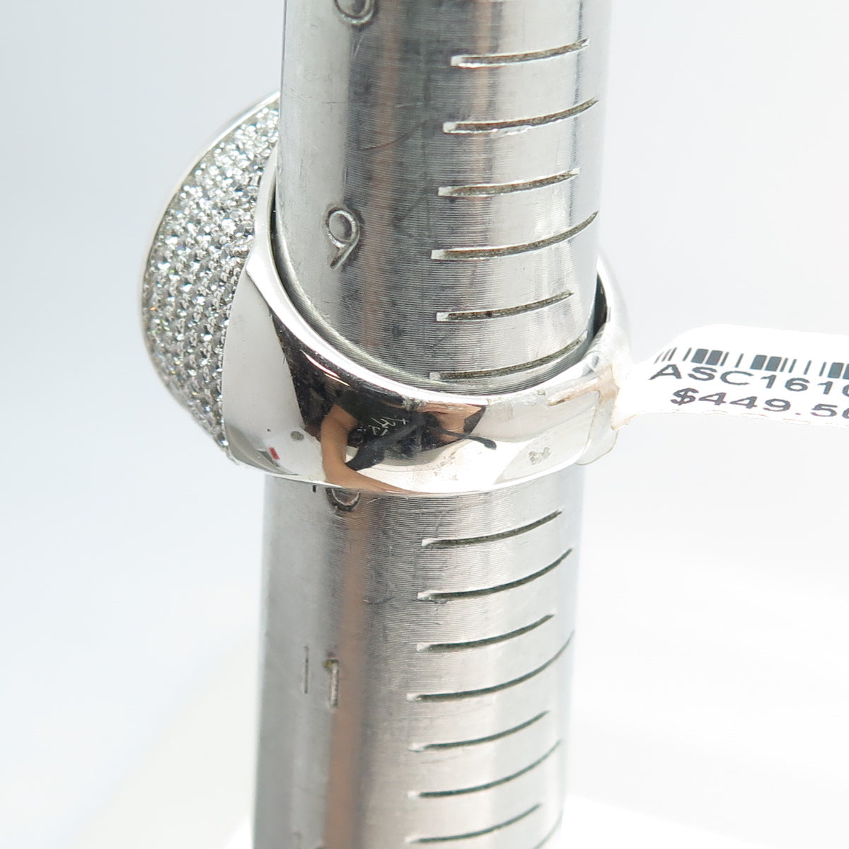 925 Sterling Silver Pave C Z Domed Ring Size 10