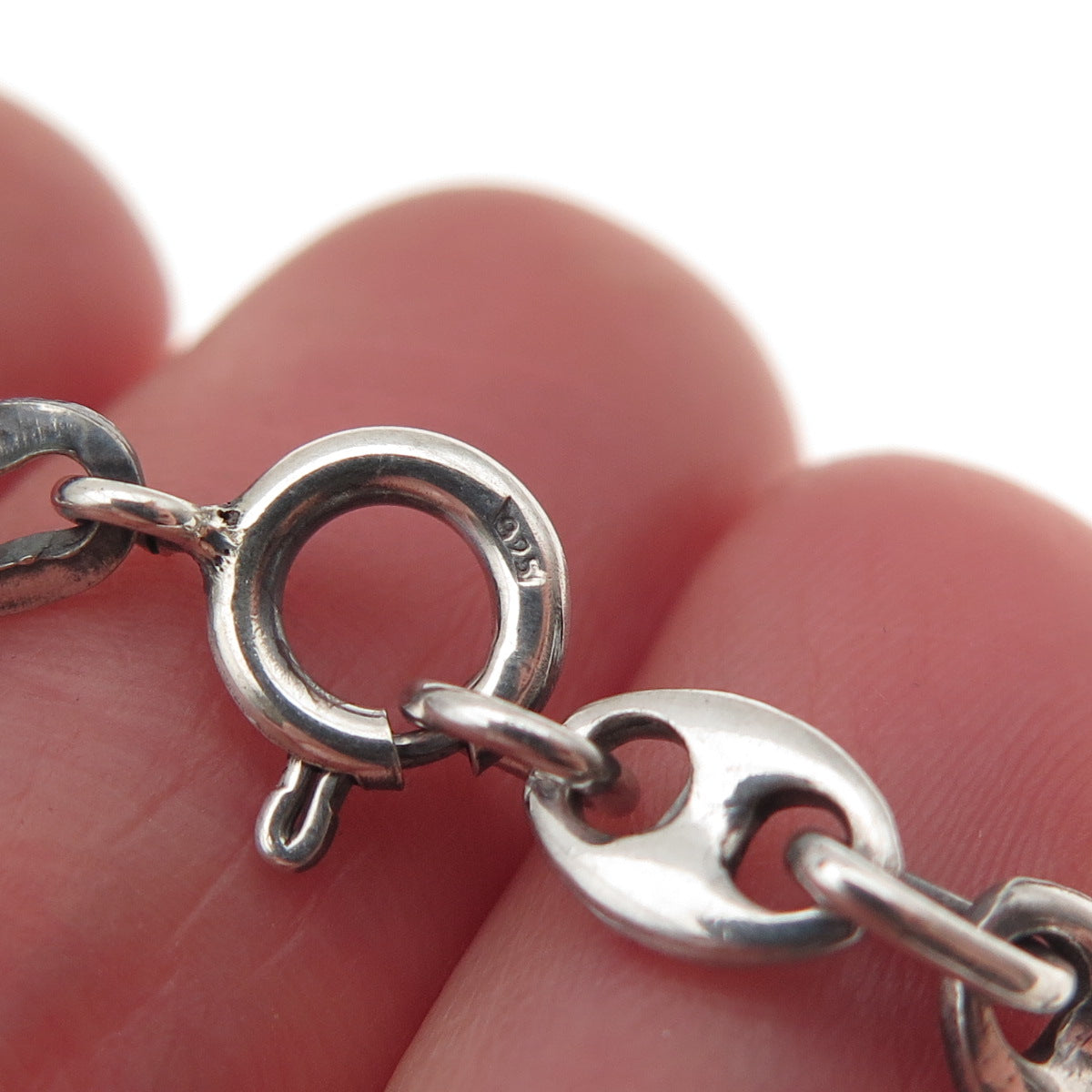 925 Sterling Silver Vintage Italy Anchor Mariner Chain Necklace 22"