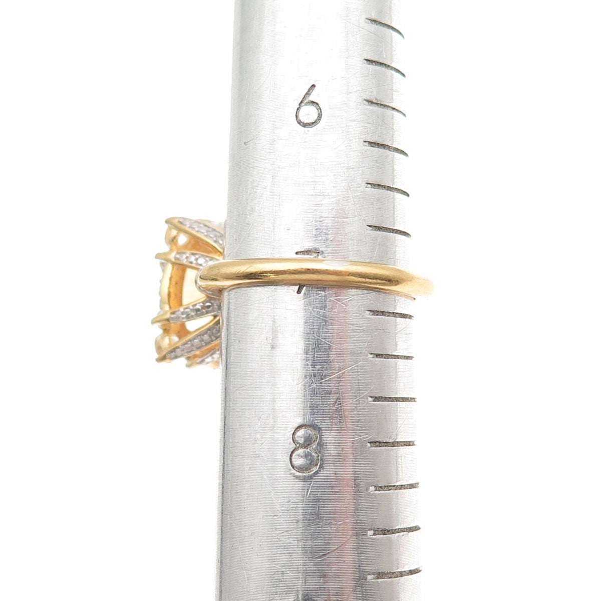 Chuck Clemency Sterling Silver Gold Plated Real Citrine White Topaz Ring Size 7