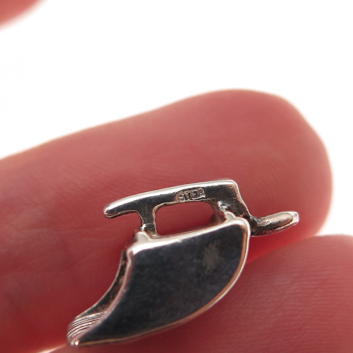 925 Sterling Silver Antique Art Deco Cranberry Scoop 3D Oxidized Charm Pendant