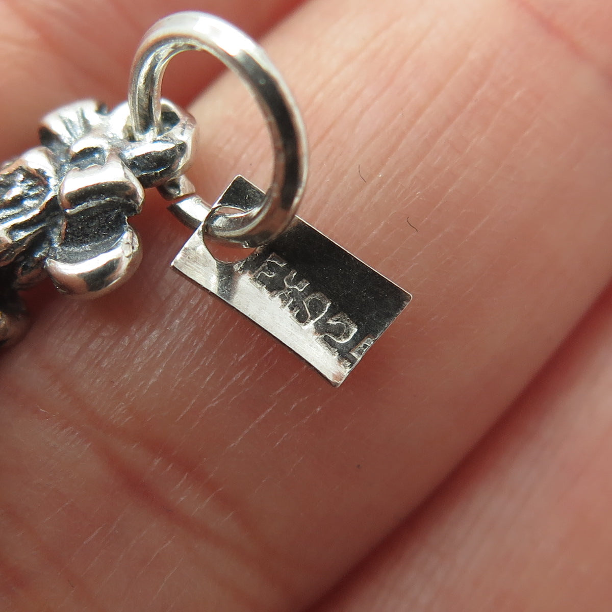 925 Sterling Silver Vintage Mexico Minnie Mouse Oxidized Minimalist Pendant