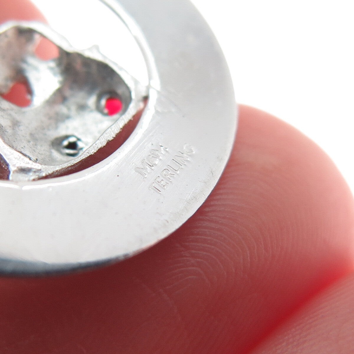 MARC MERCY 925 Sterling Silver Vintage Rhinestone "Happy Birthday" Cake Pendant