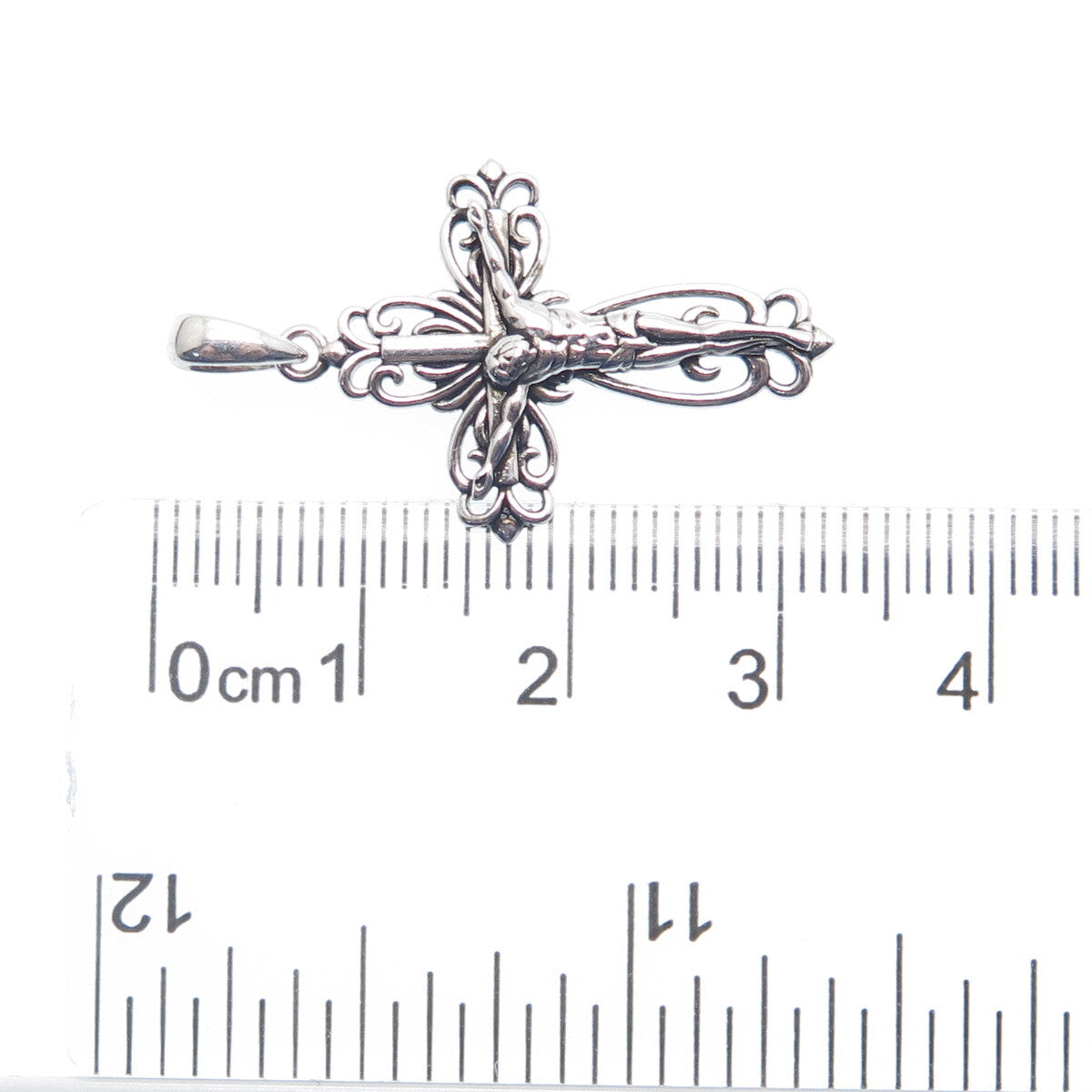 REGINA LANE 925 Sterling Silver Ornate Crucifix Cross Religious Pendant