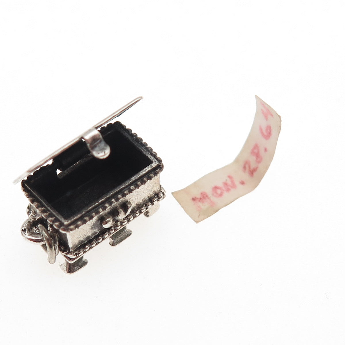 Beau 925 Sterling Silver Vintage Hope Chest 3D Box Mini Charm Pendant