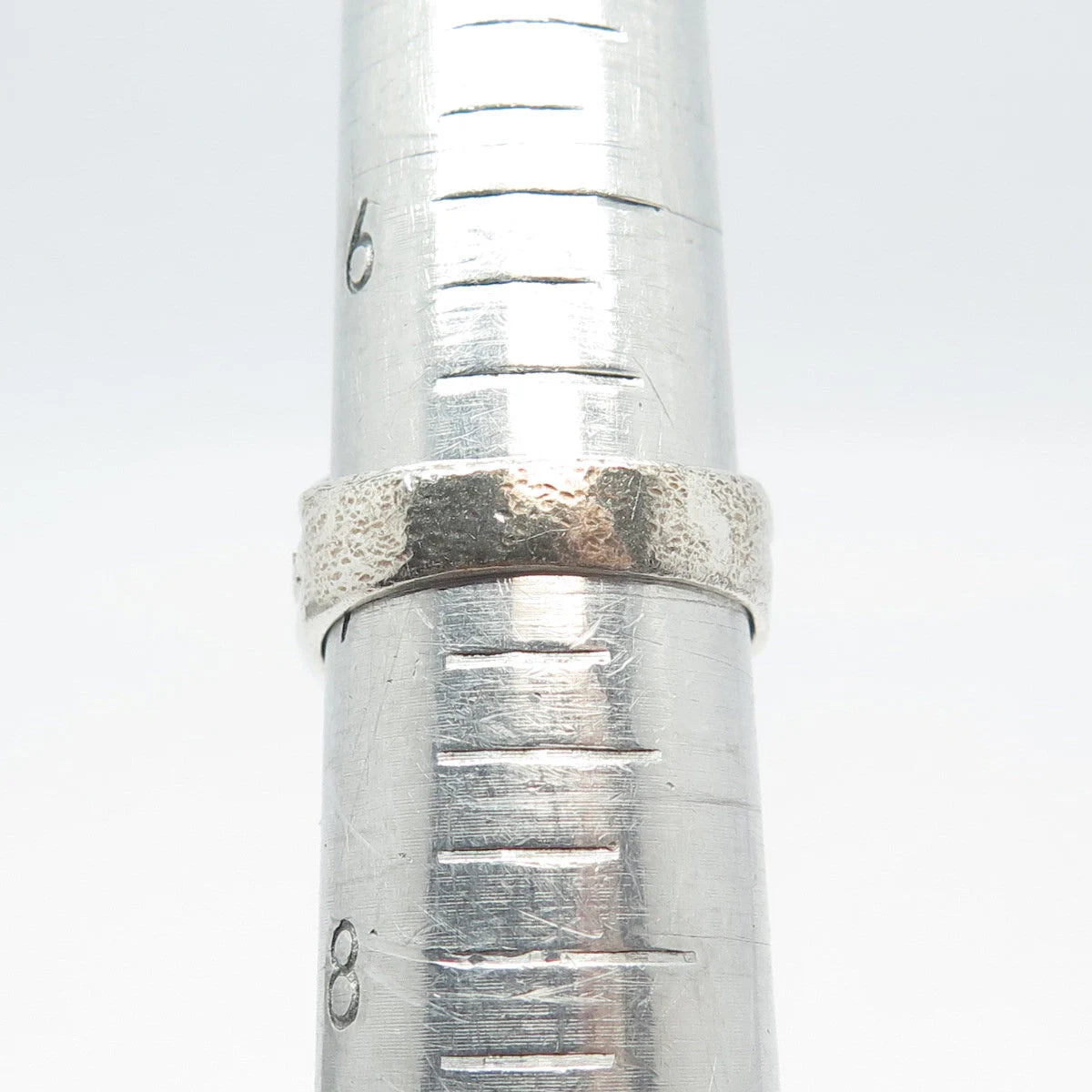 925 Sterling Silver Vintage Dotted Ribbed Wide Ring Size 7