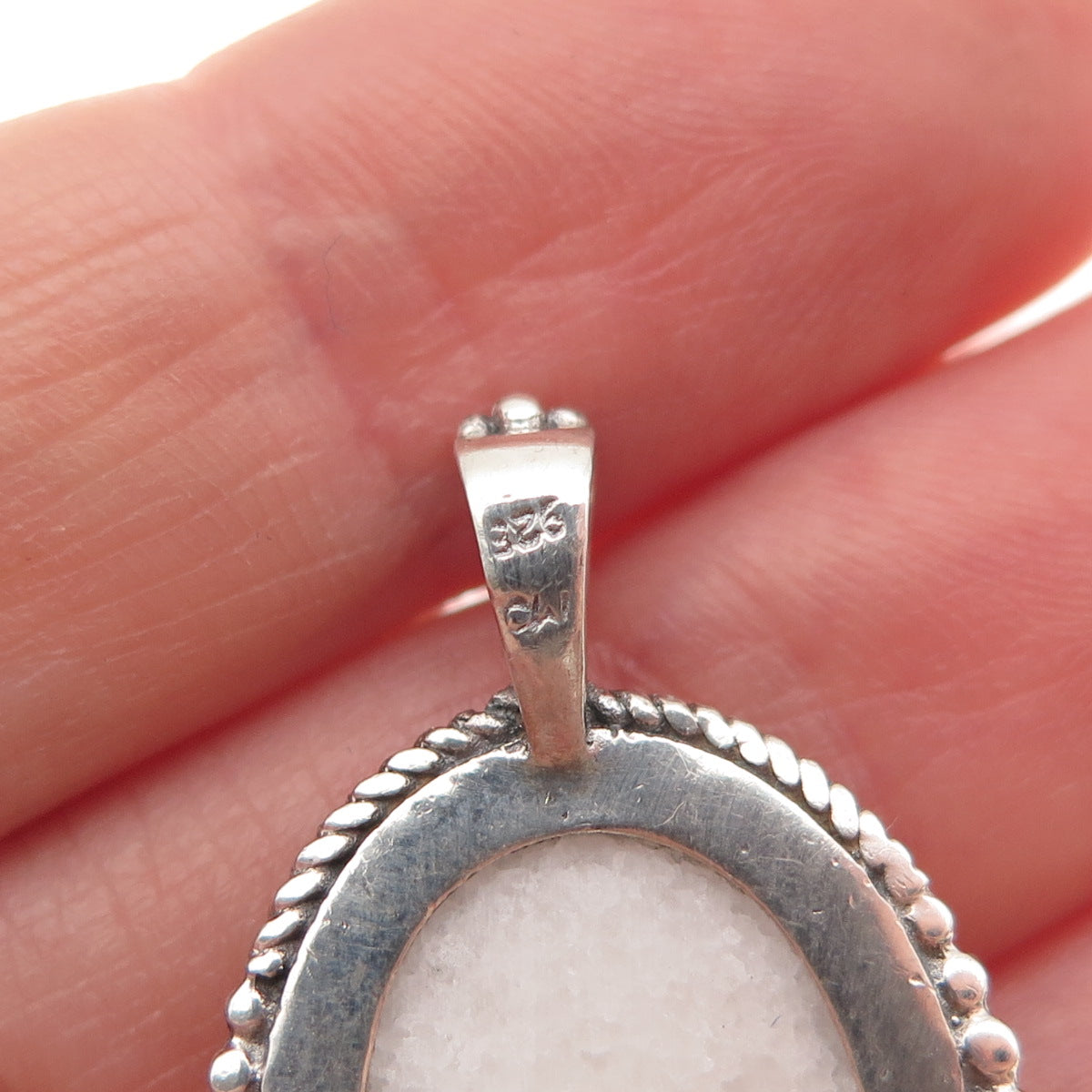 Charles Winston Sterling Silver Vintage Real MOP Mosaic Oxidized Charm Pendant