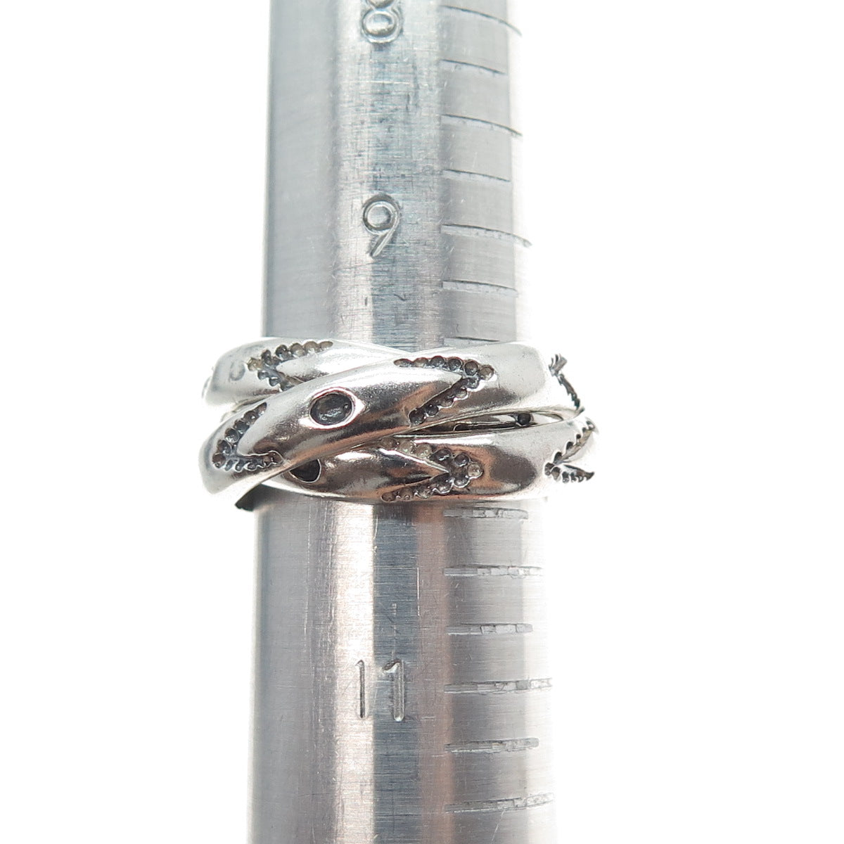 925 Sterling Silver Vintage Arrow Interlocked Trinity Band Ring Size 10.25