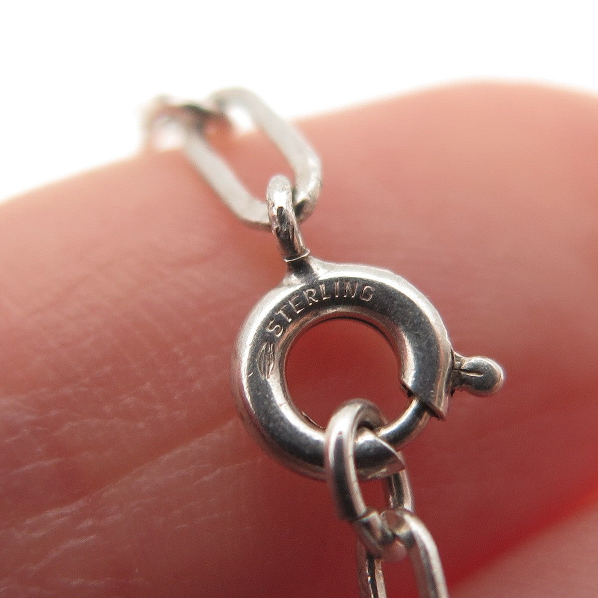 925 Sterling Silver Vintage Oval Paperclip Chain Necklace 18"