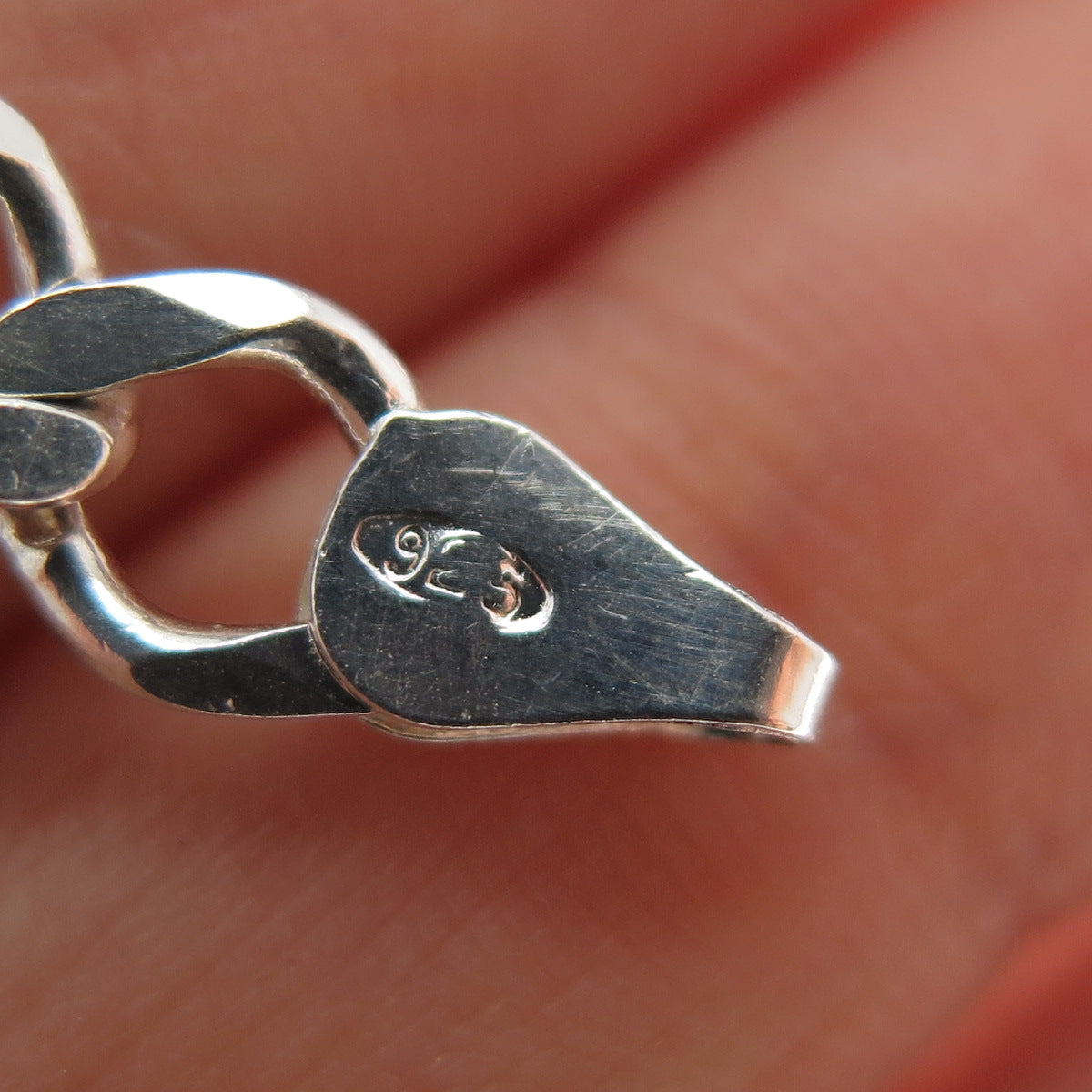 925 Sterling Silver Vintage Italy Figaro Link Bracelet 7.5"