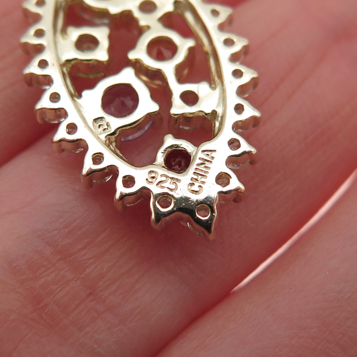 Ross Simons Sterling Gold Plated Topaz Amethyst Peridot Citrine & Garnet Pendant