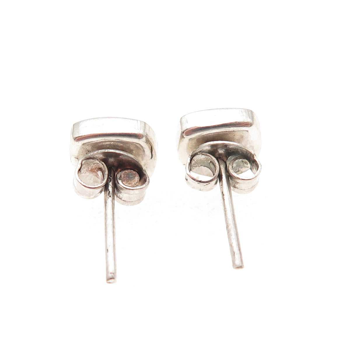 925 Sterling Silver Vintage Real Cushion-Cut Lapis Stud Earrings