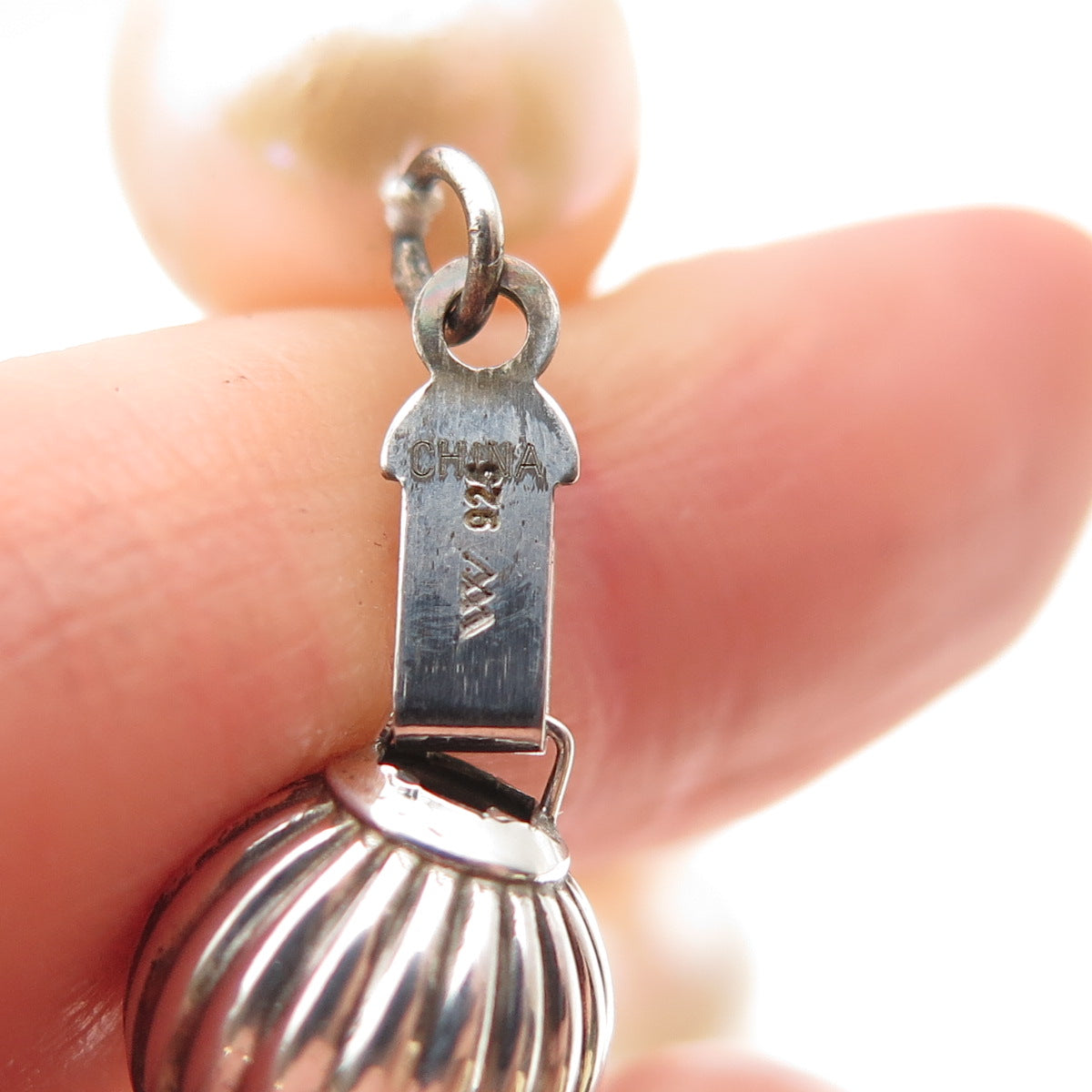 925 Sterling Silver Vintage WW Real Pearl Beaded Necklace 20"