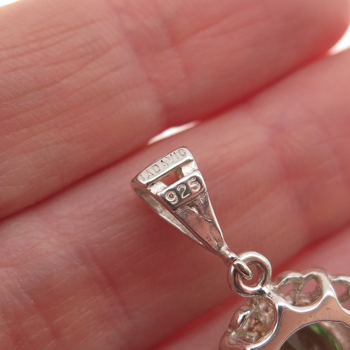 Badavici 925 Sterling Silver Oval-Cut Tsavorite C Z Floral Charm Pendant